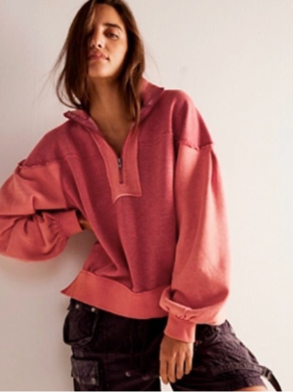 Free People We The Free Kassey Half Zip Sweatshirt Size S